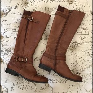 Naturalizer Brown Leather Wide Thigh Boots 8 1/2